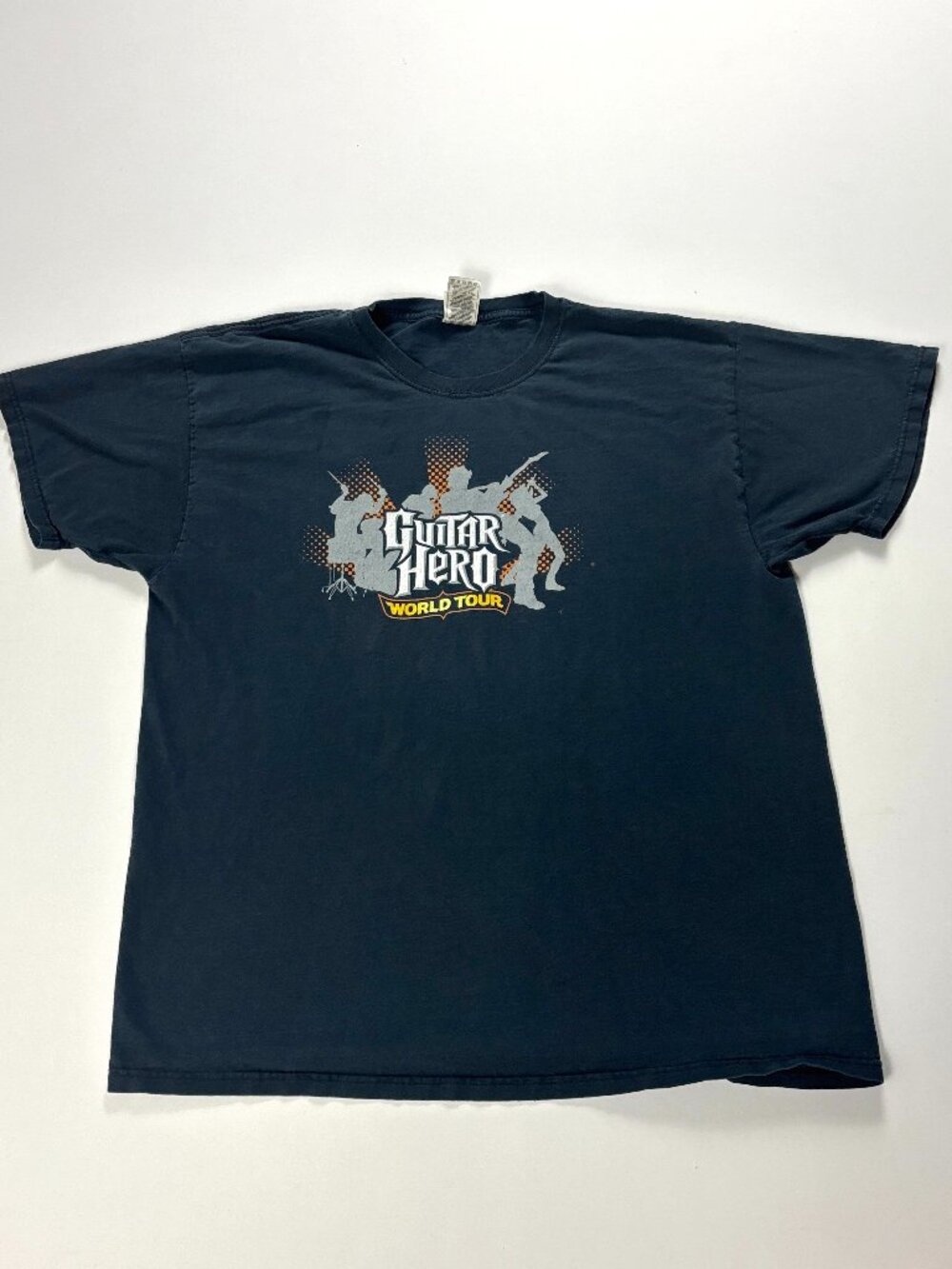 Vintage Guitar Hero World Tour Red Octane T Shirt Faded Black Sz XL Video Game